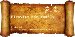 Pirovits Kálmán névjegykártya